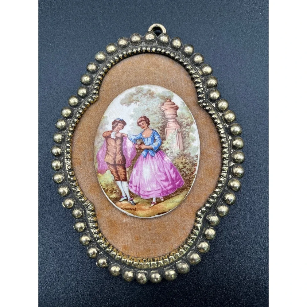 Vtg EA Riba Co Fragonard Porcelain‎ Cameo French Rococo Courting Couple Set of 2